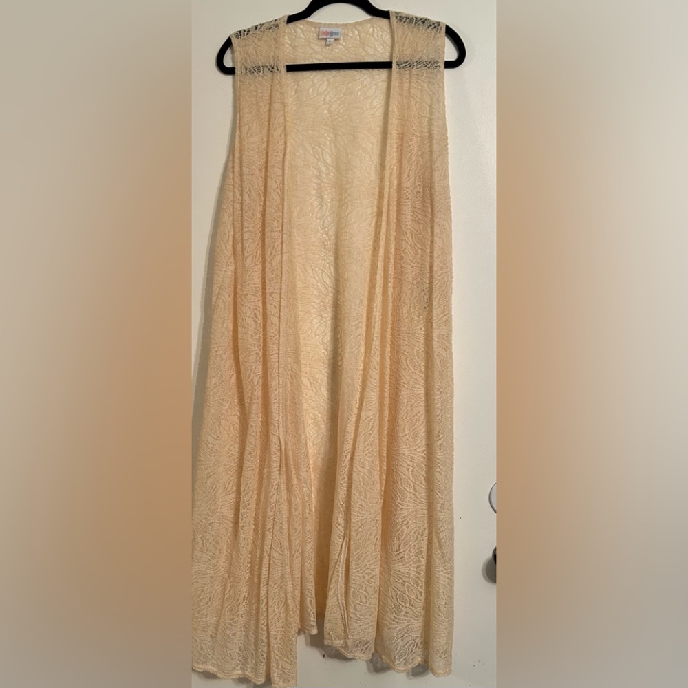 Beautiful cream lace LuLaRoe Joy duster length vest